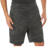 Midnight Black Camo - Tactical Cargo BDU Shorts - Polyester Cotton Twill - Button Fly Midnight Black Camo - Tactical Cargo BDU Shorts - Polyester Cotton Twill - Button Fly