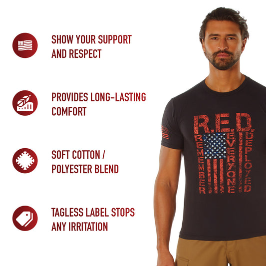 Black - R.E.D. (Remember Everyone Deployed) T-Shirt, Athletic Fit, Poly/Cotton