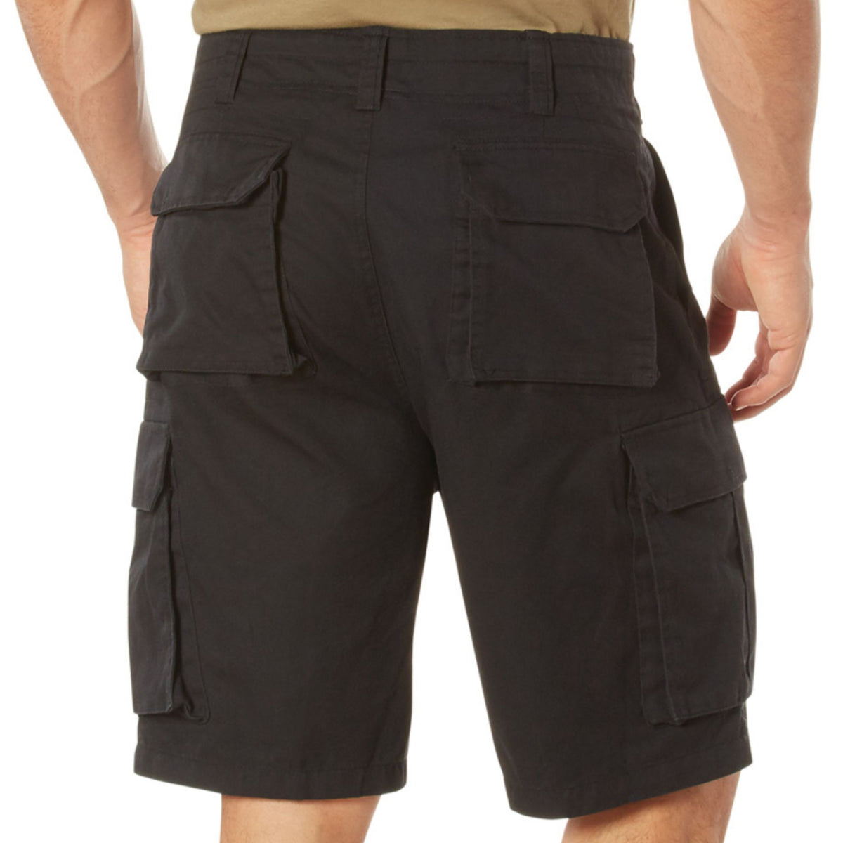Black - Tactical Vintage Paratrooper BDU Cargo Shorts - Poly Cotton - Zipper Fly