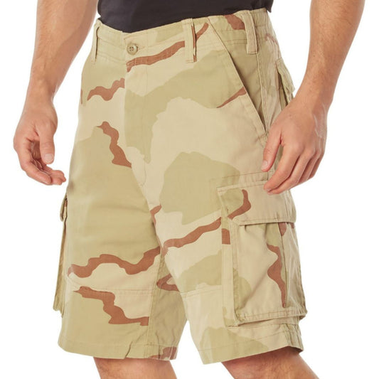 Tri-Color Desert Camouflage - Tactical Vintage Paratrooper BDU Cargo Shorts - Poly Cotton - Zipper Fly