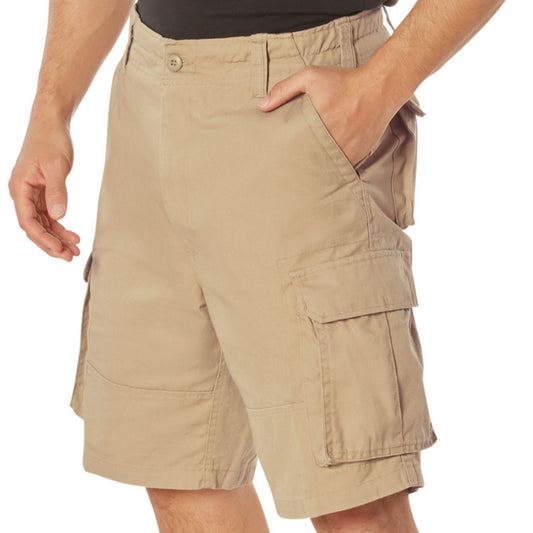 Khaki - Tactical Vintage Paratrooper BDU Cargo Shorts - Poly Cotton - Zipper Fly