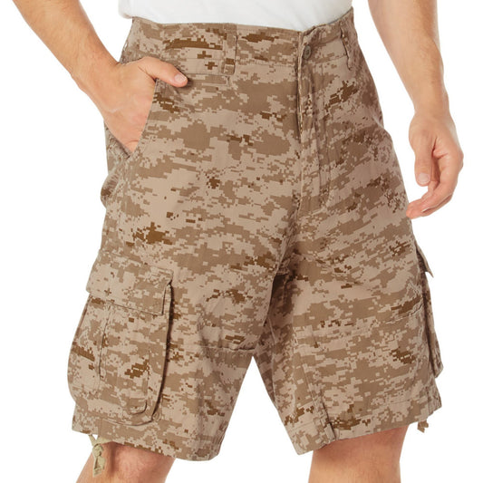 Desert Digital Camouflage - Vintage Infantry Utility Army BDU Cargo Shorts - Heavyweight Cotton - Zipper Fly