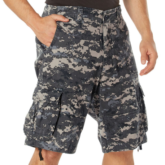Subdued Urban Digital Camouflage - Vintage Infantry Utility Army BDU Cargo Shorts - Heavyweight Cotton - Zipper Fly