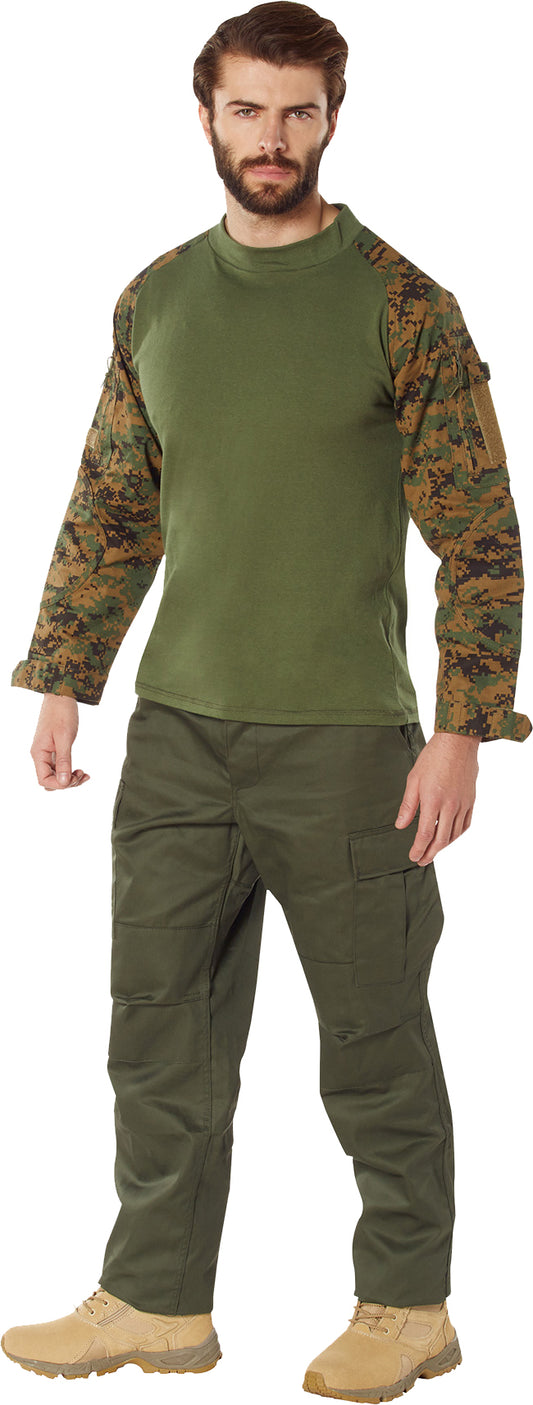 Woodland Digital Camo - Tactical Combat Shirt Paintball Airsoft Base Layer Top - Men's
