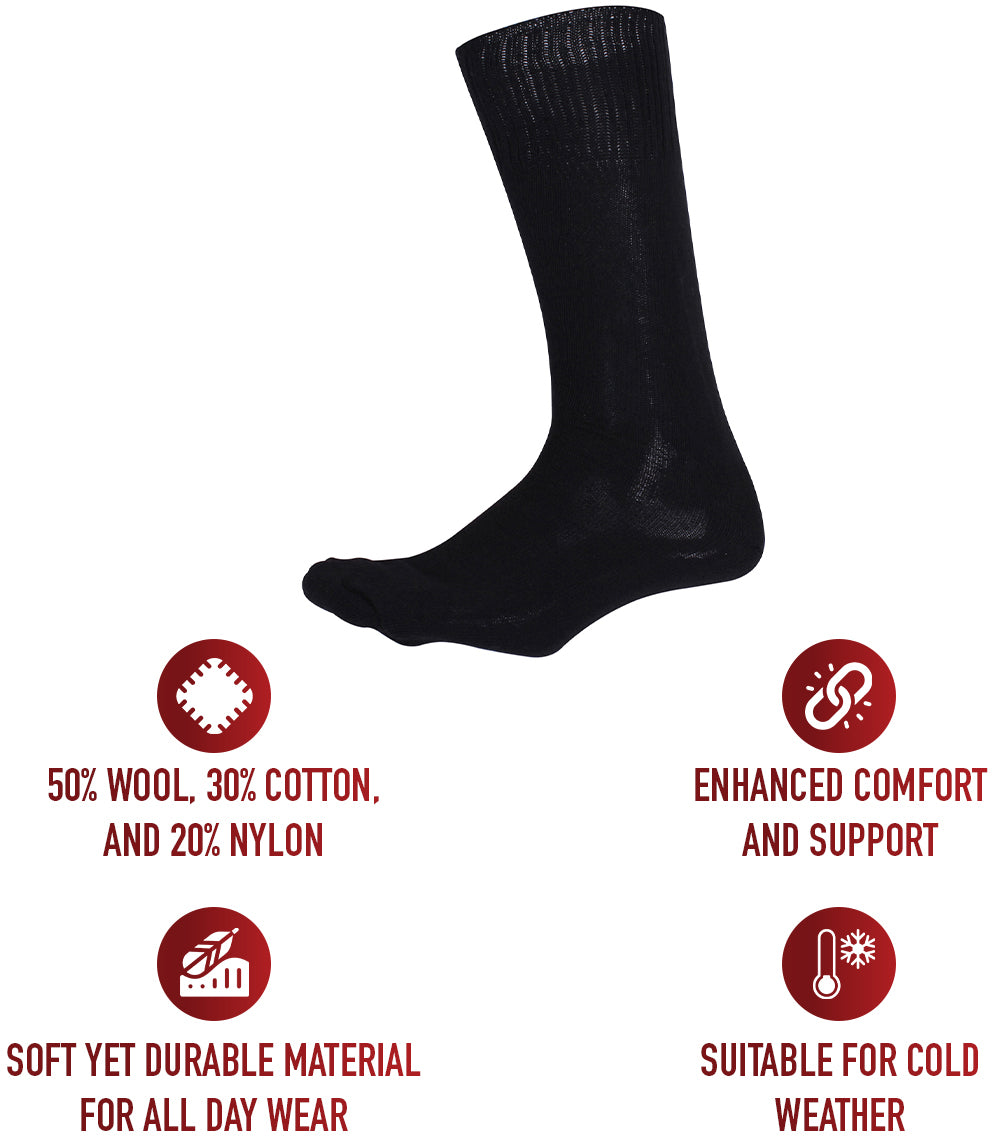 Black - Military GI Cushion Sole Socks Pair - USA Made