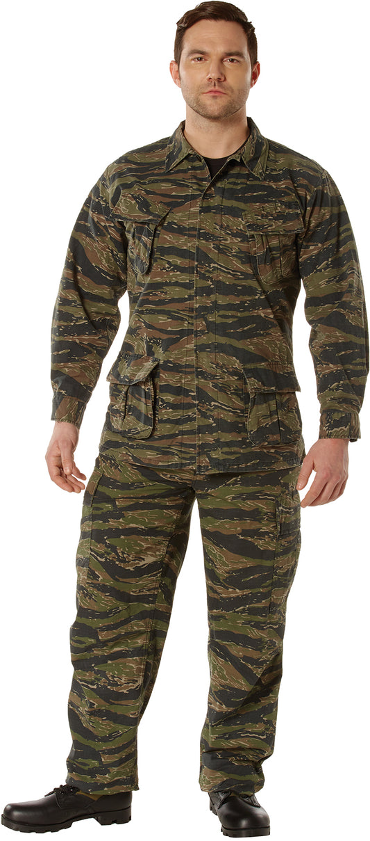 Tiger Stripe Camouflage - Military Vintage Vietnam Fatigue Shirt