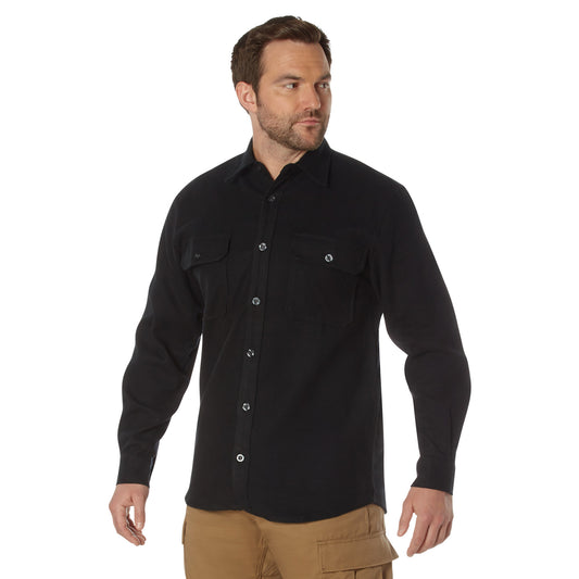 Black - Heavy Weight Solid Flannel Shirt
