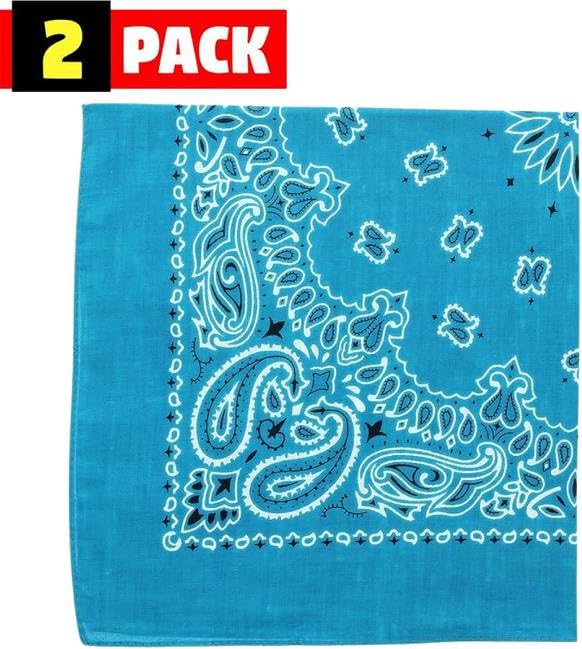 Trainmen Paisley Bandana Head Scarf Do-rag 100% Cotton Bandanna Cover 22" x 22", 2 Pack