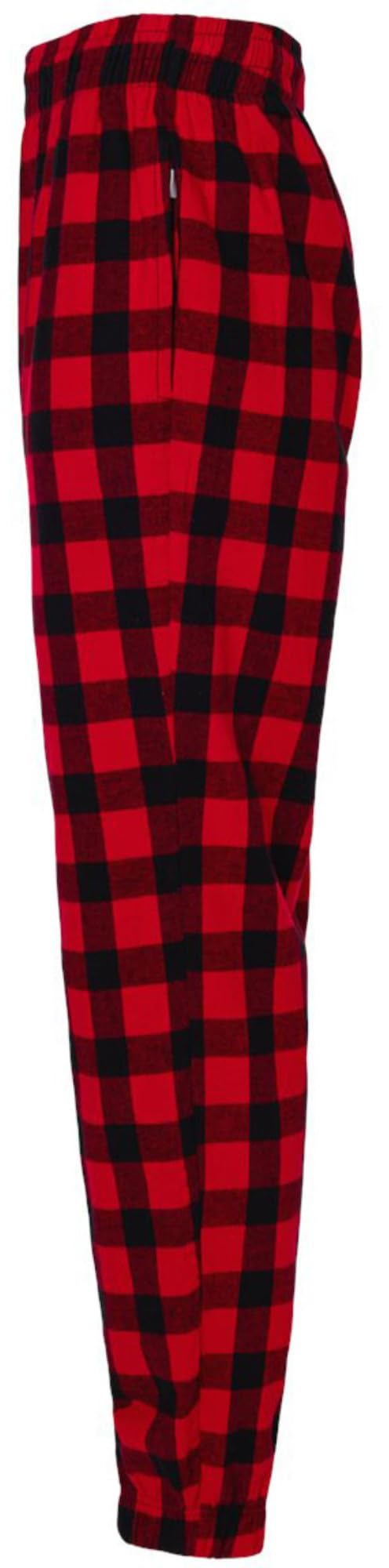 Soft Flannel Joggers Cozy Lounge Sleep Pants 100% Cotton Unisex Buffalo Plaid with Drawstring Closure, Red/Black
