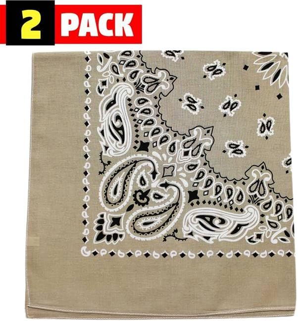 Trainmen Paisley Bandana Head Scarf Do-rag 100% Cotton Bandanna Cover 22" x 22", 2 Pack