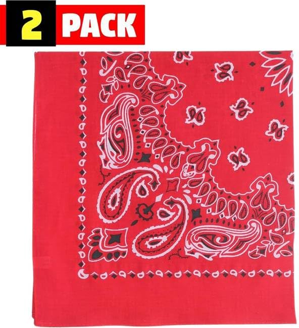 Trainmen Paisley Bandana Head Scarf Do-rag 100% Cotton Bandanna Cover 22" x 22", 2 Pack