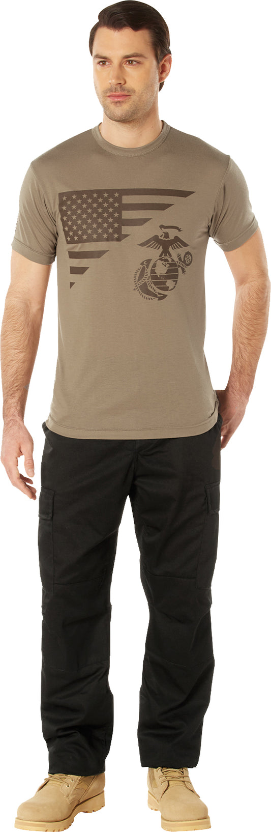 Coyote Brown USMC Eagle, Globe, & Anchor Moisture Wicking T-Shirt