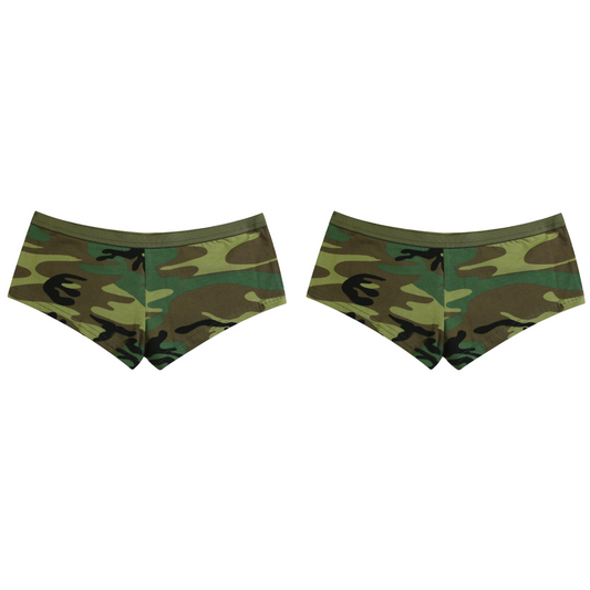 Rothco Womens Woodland Camouflage Slim Fit Booty Shorts Underwear 2 Pack