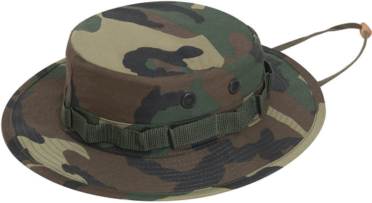 Woodland Camouflage - Tactical Army Military Boonie Bucket Hat - Polyester Cotton