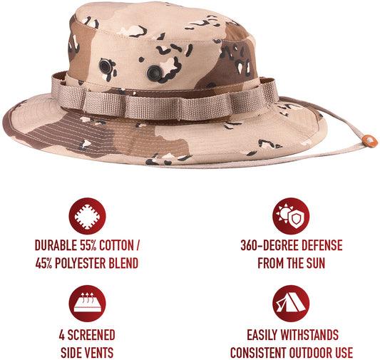 Desert Camouflage Six-Color - Tactical Military Boonie Bucket Hat - Polyester Cotton