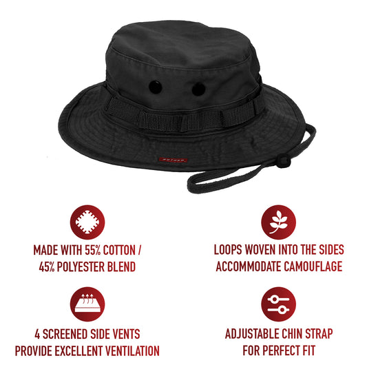 Vintage Tactical Boonie Hat – Wide Brim Sun Protection Jungle Bucket Cap
