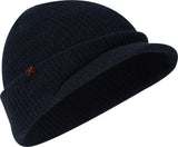 Navy Blue - 100% Wool Double Layered Visor Jeep Watch Cap Warm Beanie with Brim & Rothco Tag