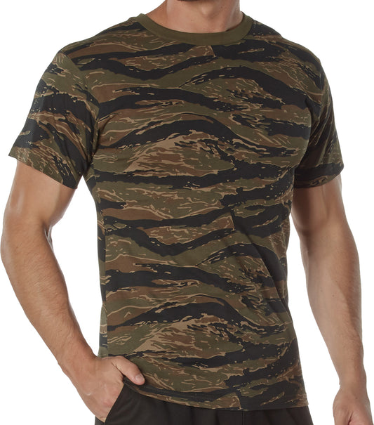 Tiger Stripe Camo - Tactical Short Sleeve T-Shirt, 100% Cotton - Standard Fit