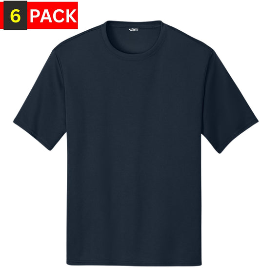 Solid Performance Military Tactical T-Shirts | 100% Polyester Moisture Wicking Crewneck Tee Shirts, 6-Pack
