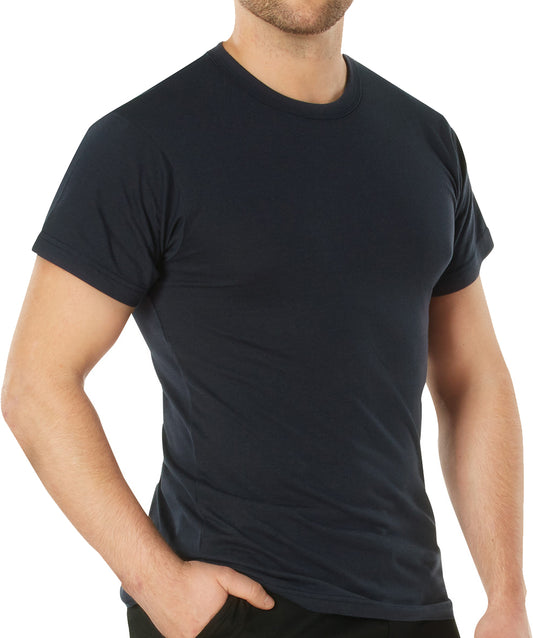 Navy Blue Solid Color T-Shirt with Cotton / Polyester Blend