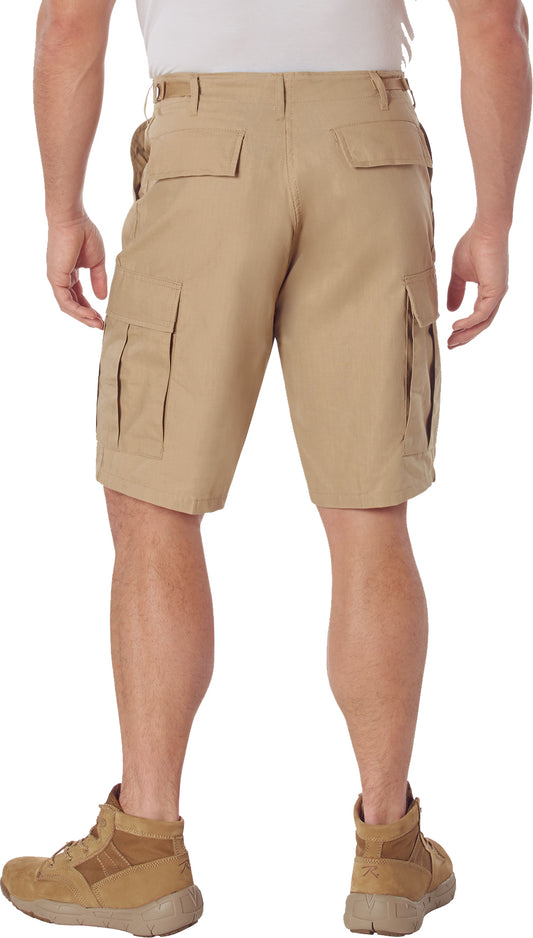 Khaki - Tactical Cargo BDU Shorts - Cotton Rip-Stop - Button Fly