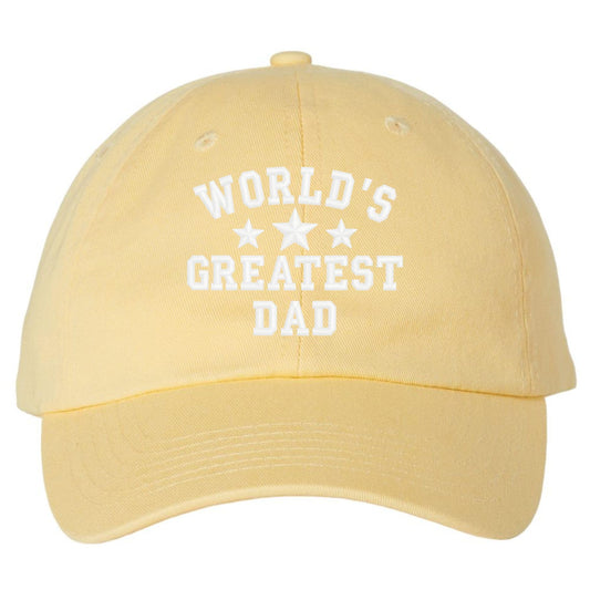 WORLD'S GREATEST DAD Embroidered Dad Hat | Low Profile Soft Cotton Baseball Dad Hats for Men
