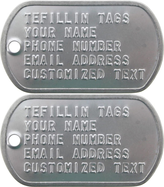 Tefillin Tags Custom Made Printed Metal Tags Personalized ID Tags for Tallit Bag Tallis Tefilin Tefilin Set