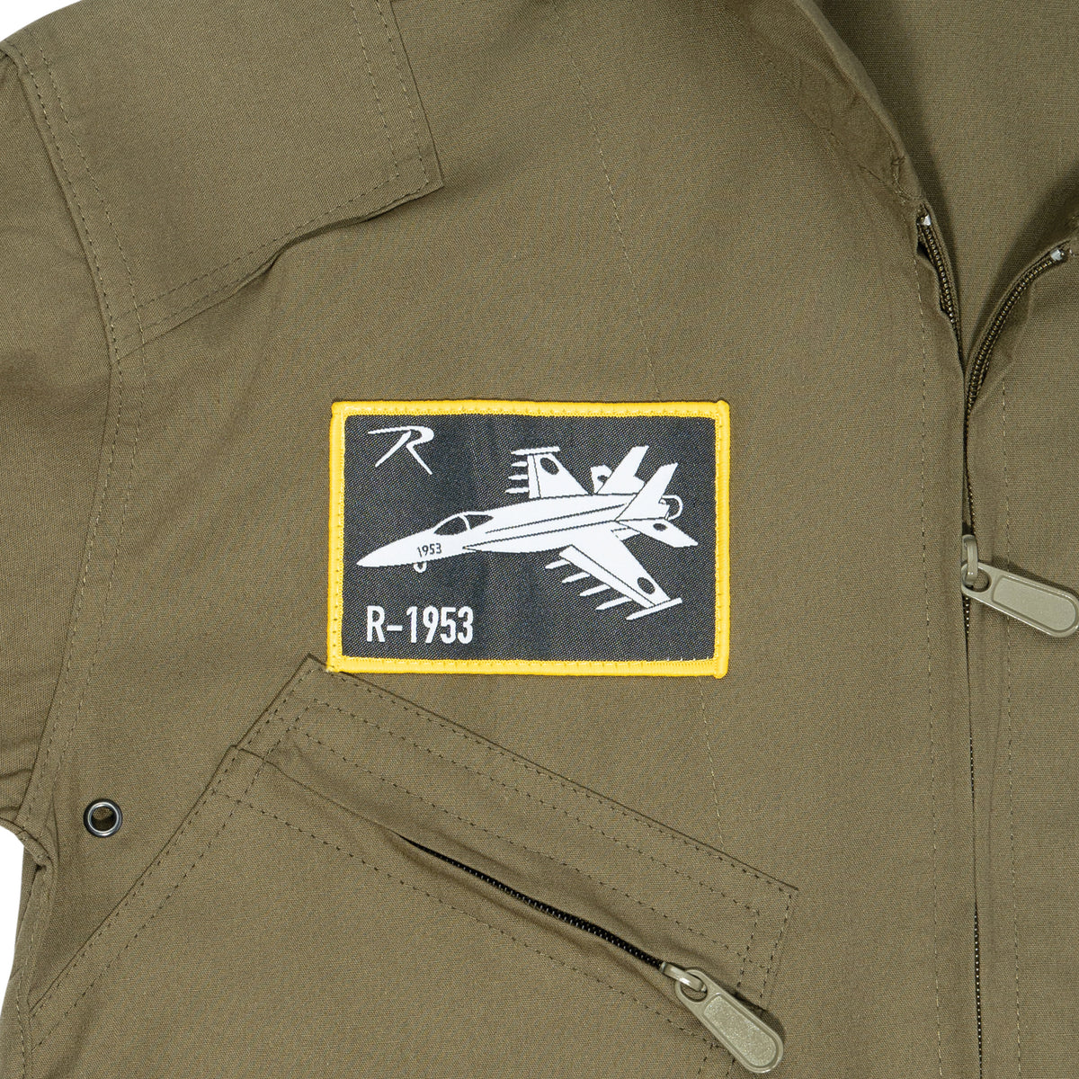 Olive Drab - Kids Top Gun Flight Coveralls with Patches