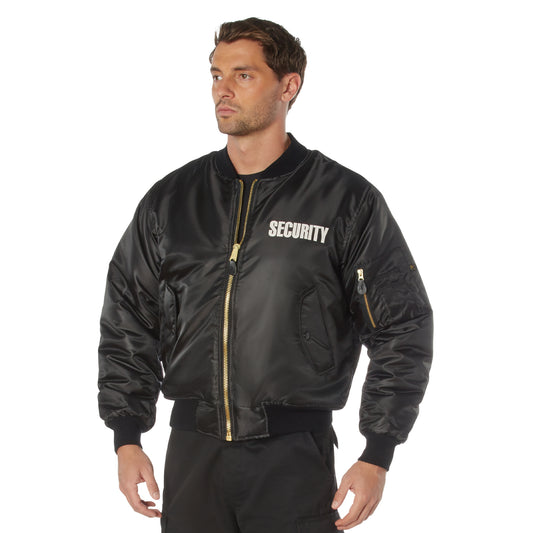 Official Security Uniform Black Jacket Officer Guard MA-1 Bomber Flight Coat