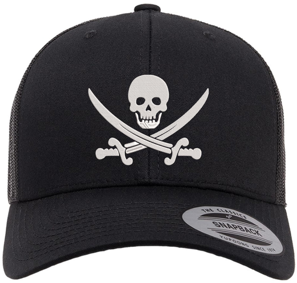 Embroidered Trucker Hat Mesh Snapback Cap Skull UFO Jolly Roger