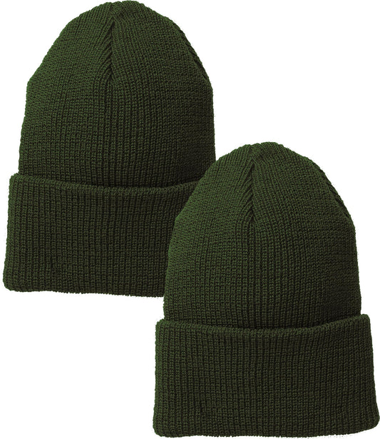 Military Genuine GI Watch Cap Warm Winter USN Wool Beanie Solid Cuffed Army Hat 2-PACK