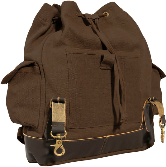 Brown Brown - Vintage Military Leather Trim Expedition Rucksack