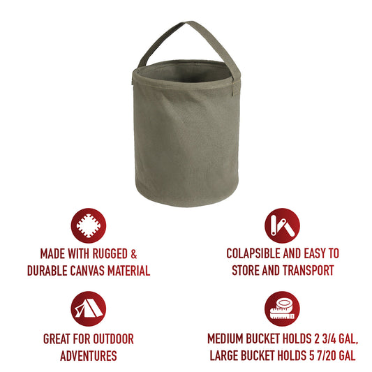 Olive Drab - Natural Canvas Water Bucket 10 in. x 9 in.
