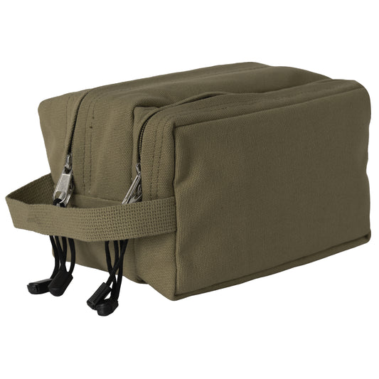 Olive Drab - Dual Compartment Travel and Shave Kit Bag - Cotton Canvas