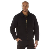Men's Heavyweight Canvas Work Jacket Water Resistant Workwear Jacket with Lining - Black
