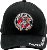 Black - USMC Deluxe Adjustable Cap with Globe and Anchor Emblem