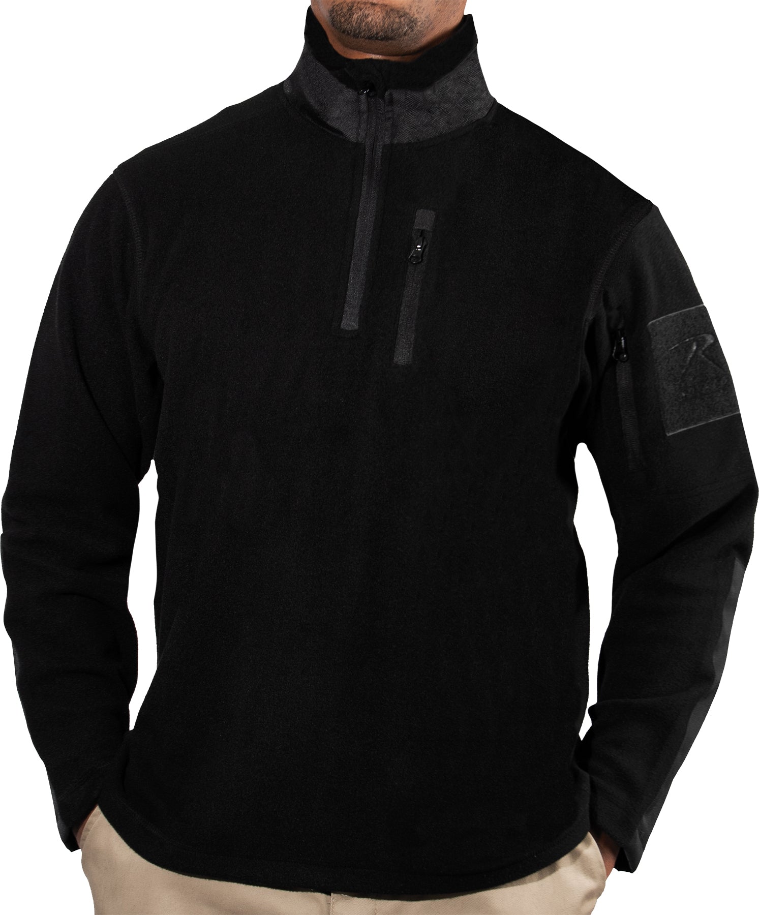 Black - Tactical Quarter Zip Sweatshirt - Fleece - Uniform Top Base Layer Black - Tactical Quarter Zip Sweatshirt - Fleece - Uniform Top Base Layer