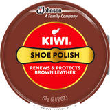 KIWI - Brown Leather Renews & Protects Shiny Shoe Polish Giant 2.5oz Tin Snap Can