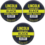 Lincoln Black USMC Official Stain Wax Shoe Polish - USA Made 2 1/8 oz (3 PACK)