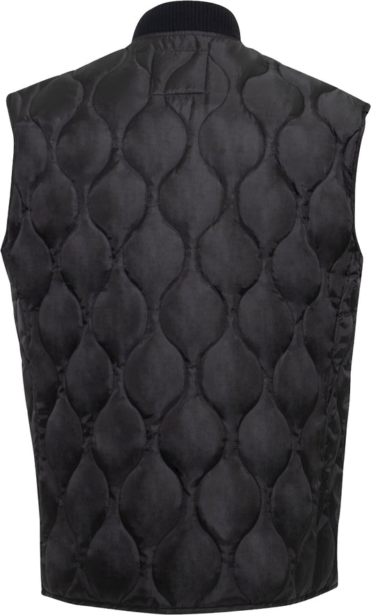 Black - Quilted Woobie Vest - Lightweight Insulated Outdoors Vest - Polyester