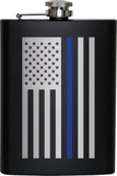 Stainless Steel Thin Blue Line Flag Flask