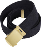 Military Web Belts - 74 Inches (Black / Gold Buckle)