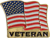 Veteran Wavy US Flag Lapel Pin USA American