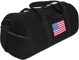 Black - U.S. Flag Canvas Shoulder Duffle Bag