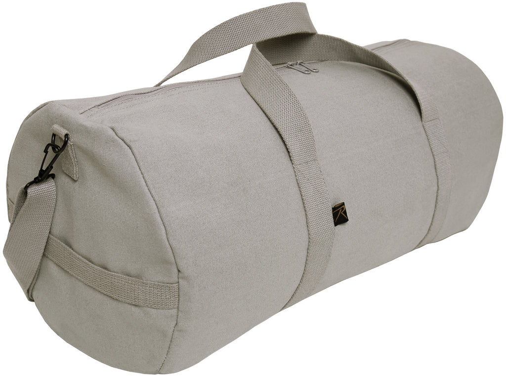 Grey Heavyweight Cotton Canvas Duffle Bag Sports Gym Shoulder & Carry