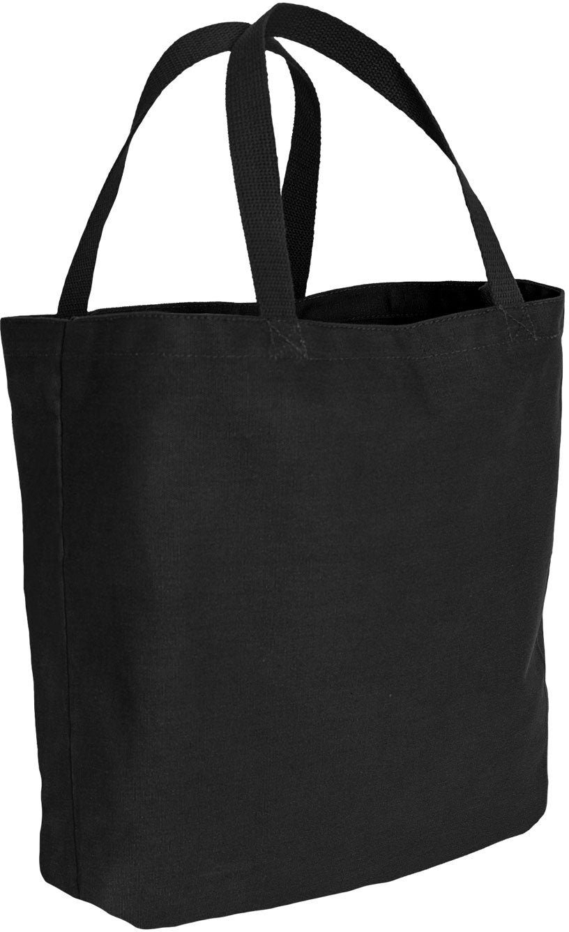 Black - Heavyweight Cotton Canvas Solid Tote Carry Bag