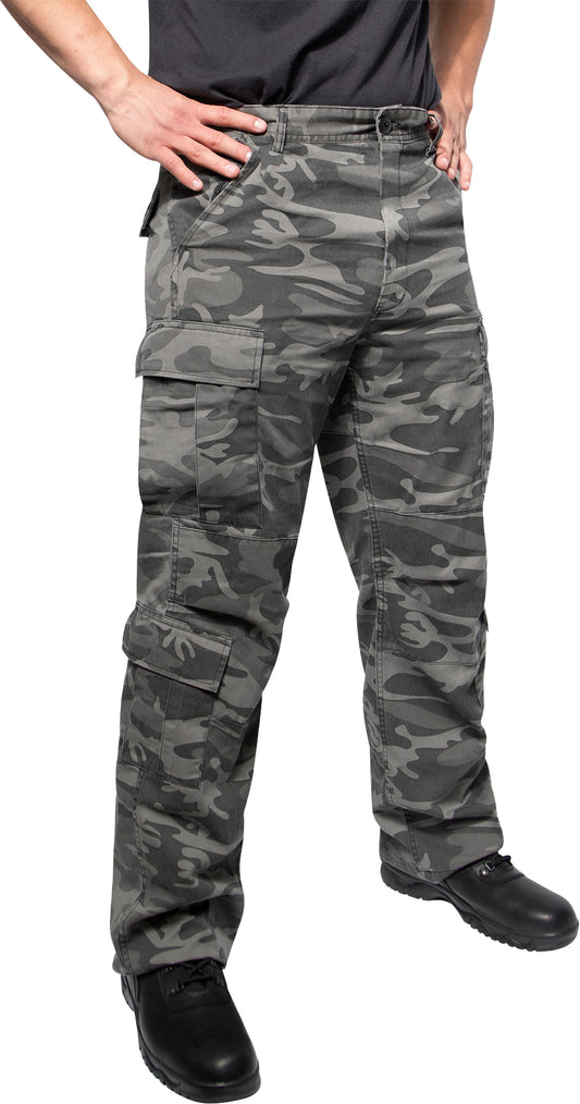 Black Camo Vintage Camo Paratrooper Fatigue Pants
