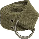 Olive Drab - Military Vintage D-Ring Belt with Chrome Buckle