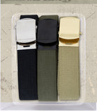 Military Web Belts 100% Cotton Adjustable Belt with Slider Buckle 54