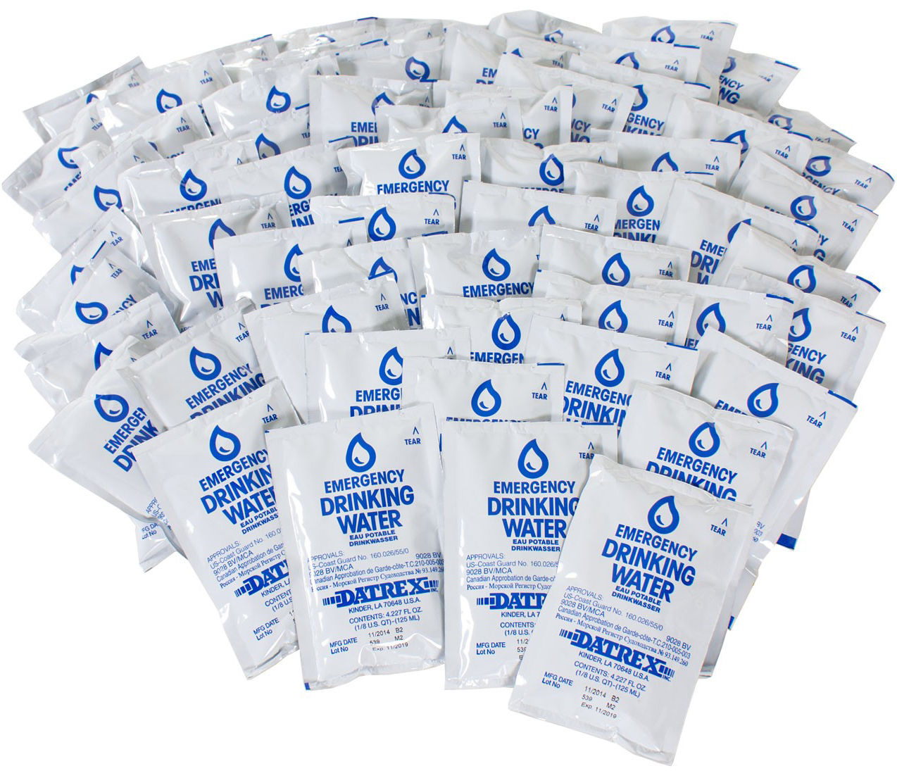 DATREX Water Pouches Emergency Survival Disaster Compact Sachets 125ml 64-Pack DATREX Water Pouches Emergency Survival Disaster Compact Sachets 125ml 64-Pack